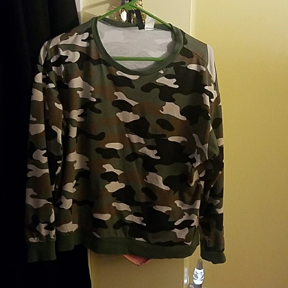 Army print long sleeve sweatshirt
